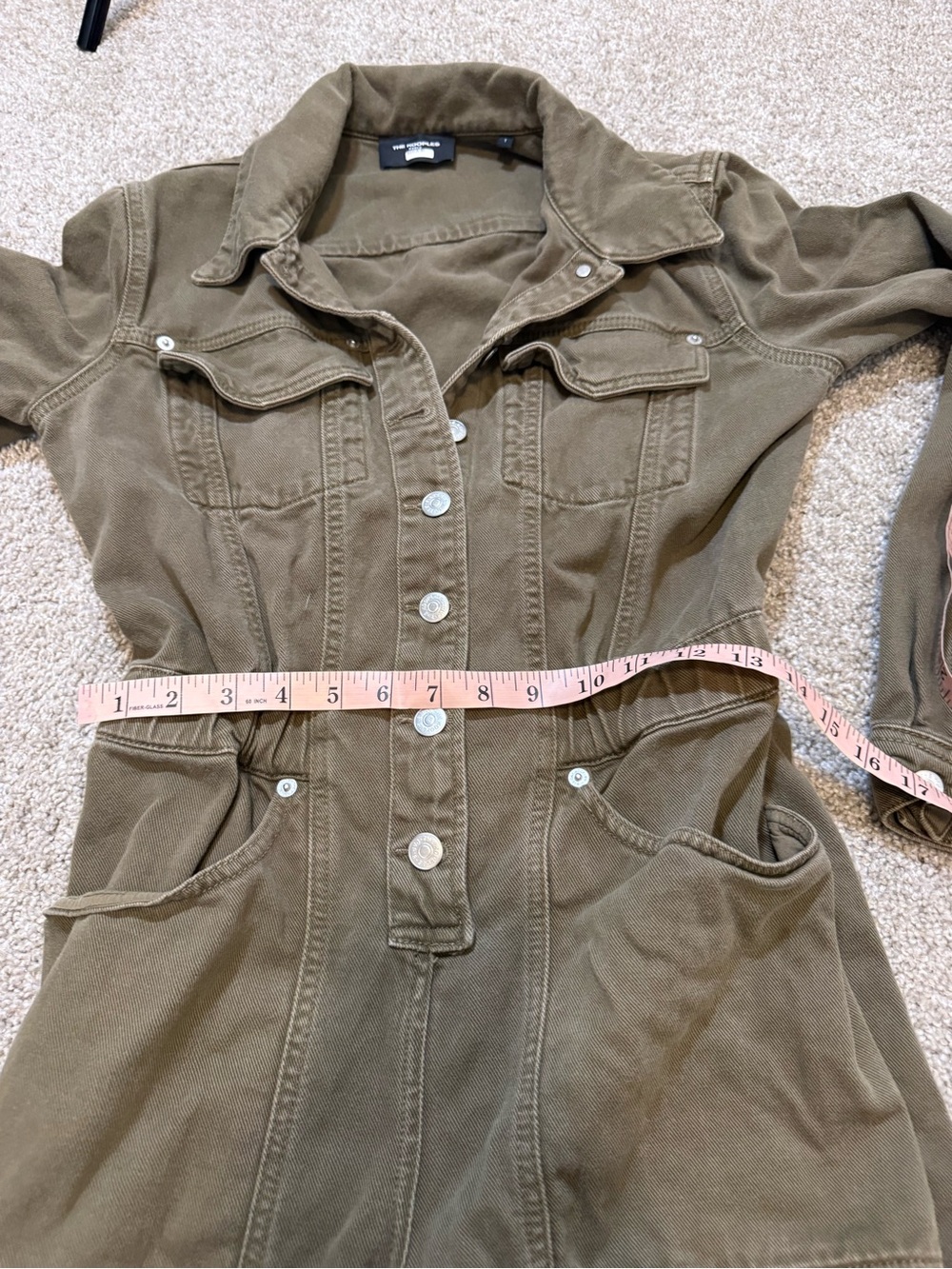 The‎ Kooples Olive Green Denim Utility Jumpsuit 1 - Picture 9 of 11